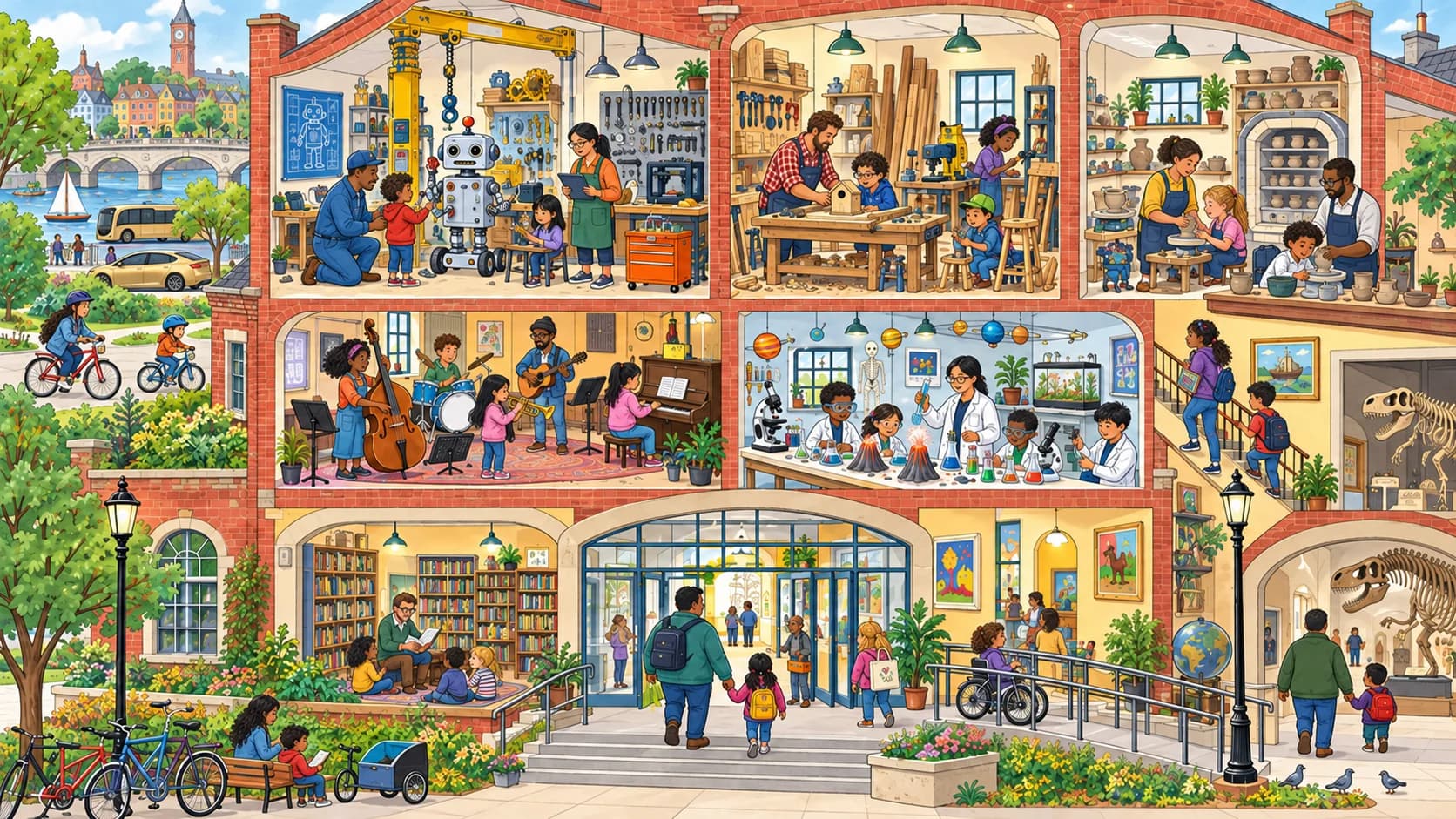 Open workshops, studios, and laboratories welcome curious neighbors