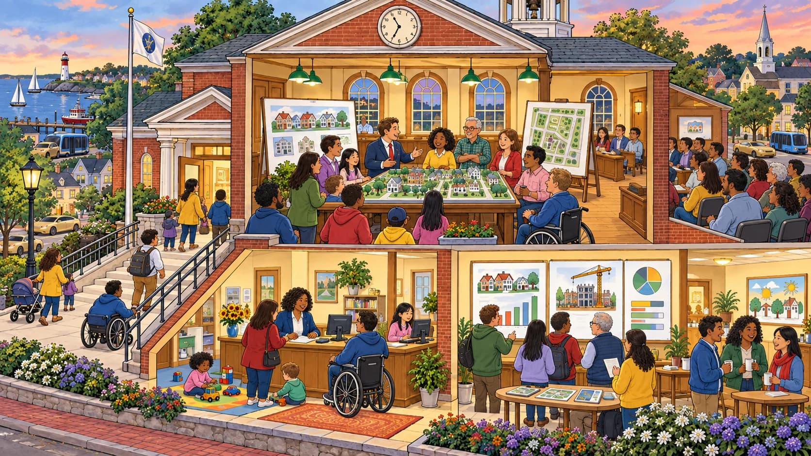 Residents participate in decisions, receive help, and follow public spending