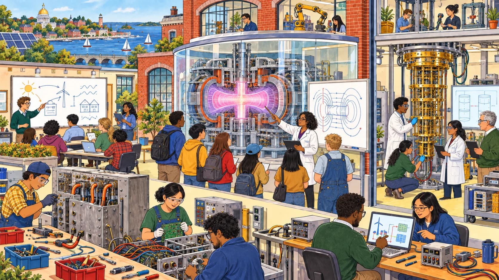 Adult learners use computers, mentors, and hands-on workshops to develop skills in new technical fields