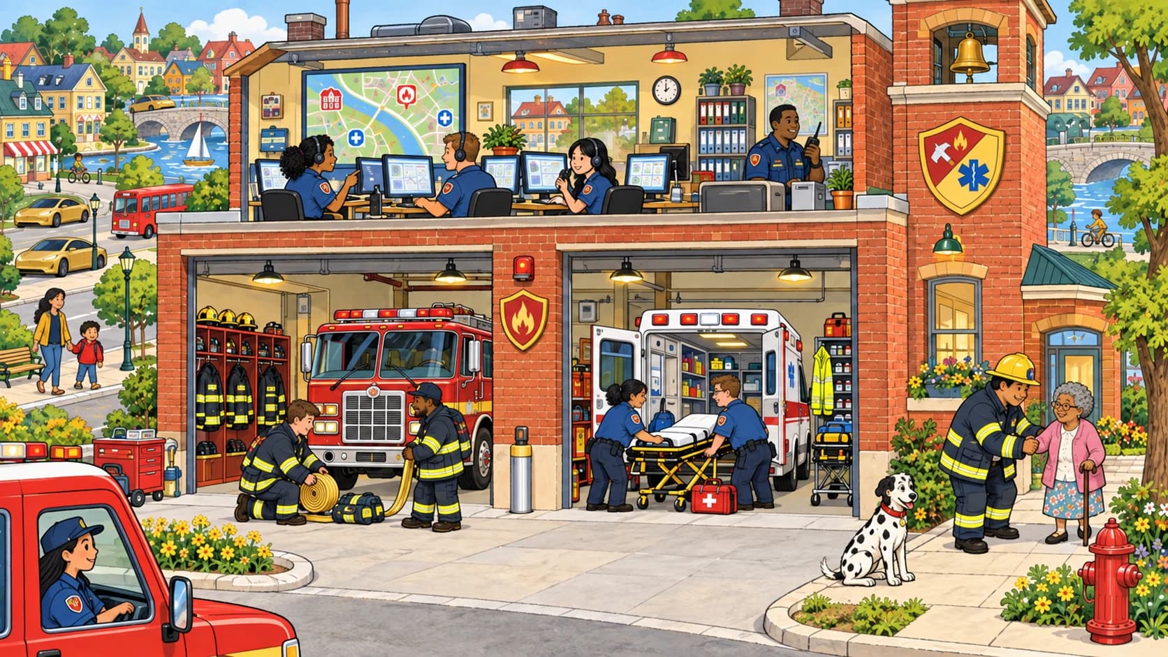 Dispatchers and first responders coordinate help quickly