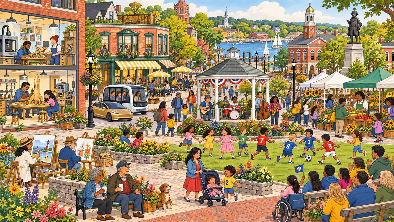 Neighbors build a joyful future community through workshops, arts, food, and celebrations
