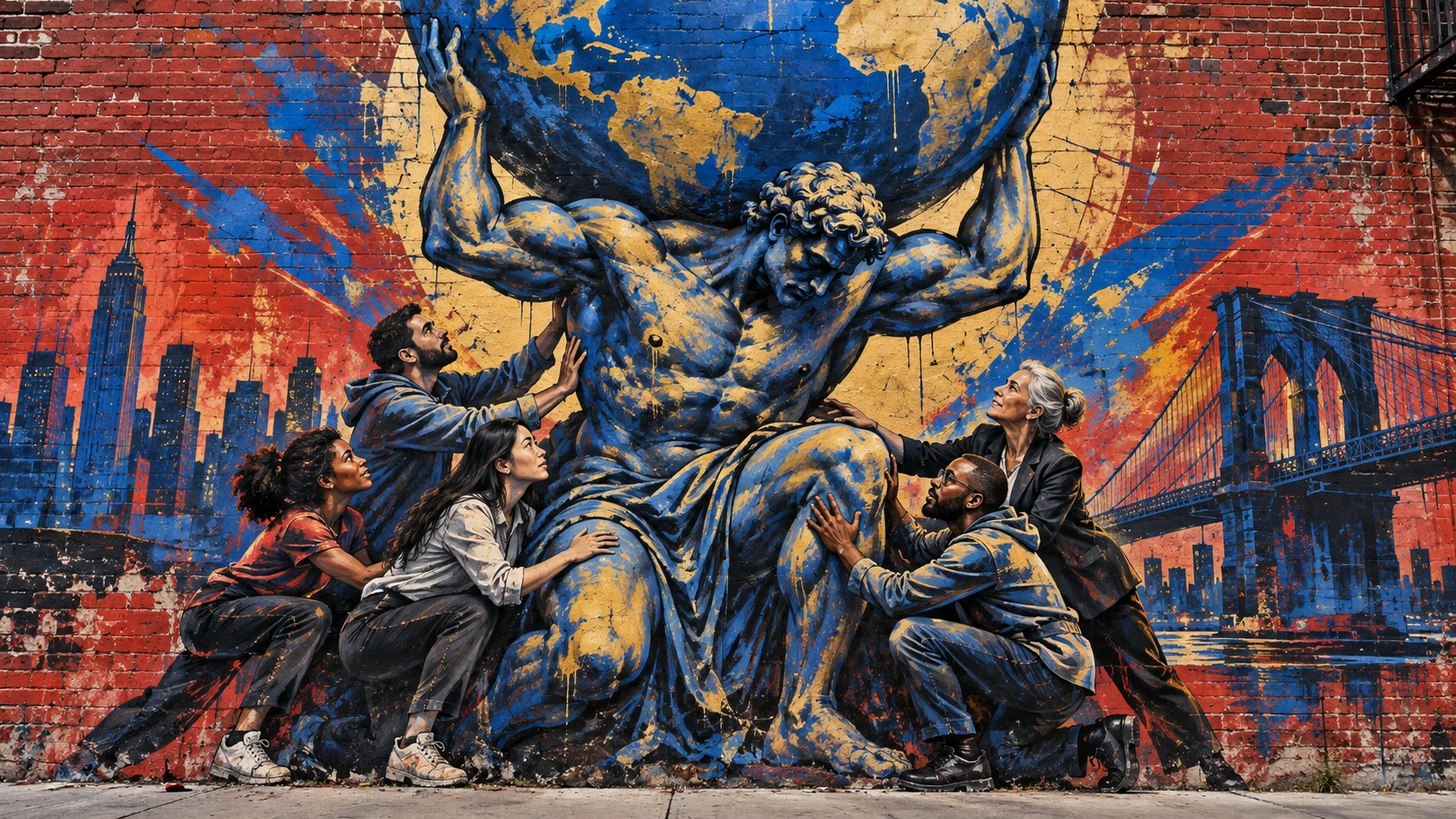 An Atlas-inspired mural celebrates a team supporting ambitious technology builders